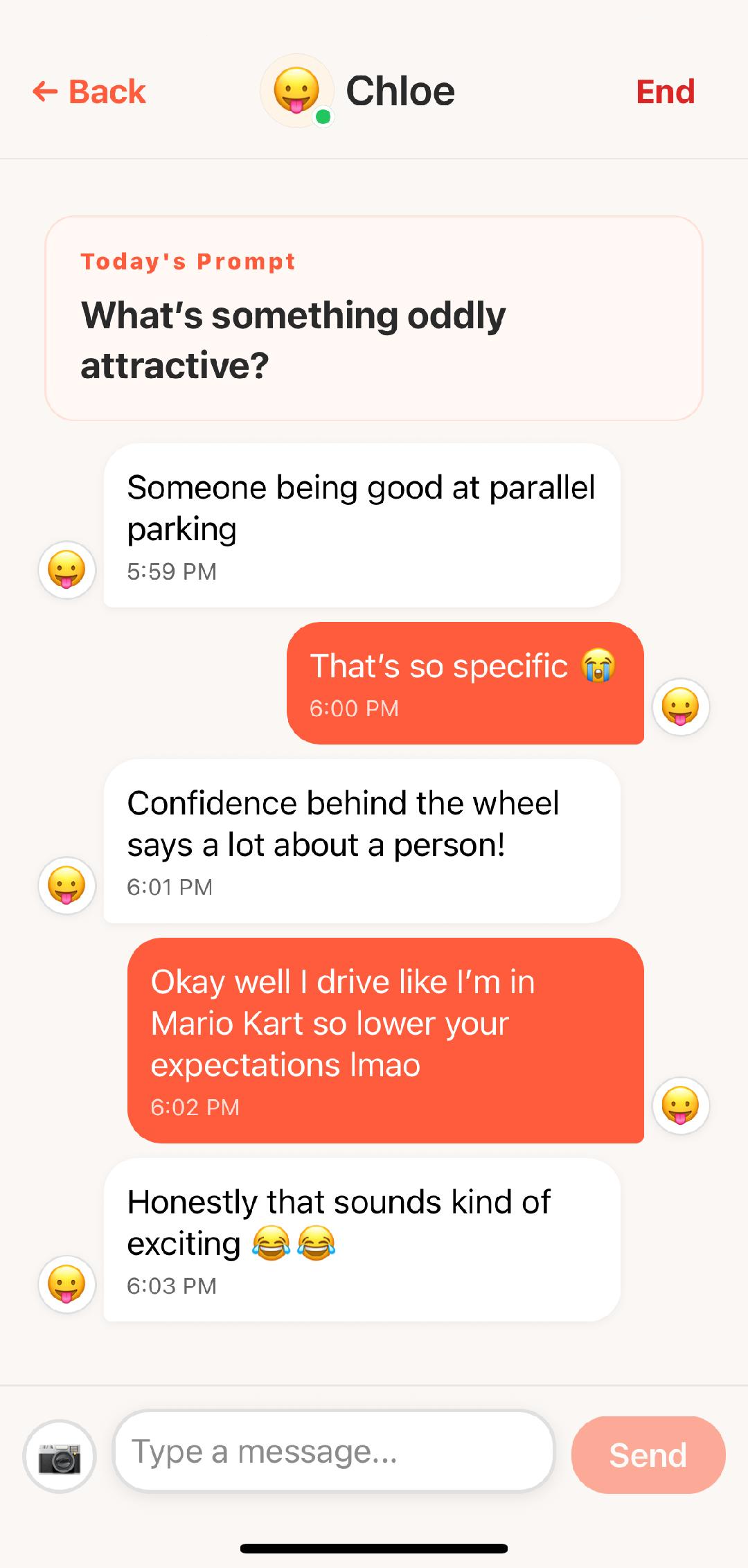 Chance app: chat with daily prompt